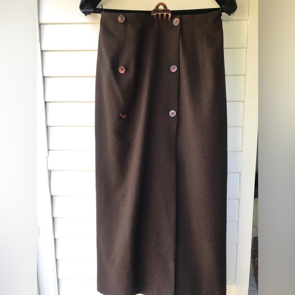 Vintage 100% Quality Wool Wrap Button-Front Maxi Midi Skirt by Jacob sz S/M EUC